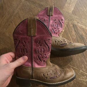 Shyanne Brown and Pink Girls Western Cowgirl Boots